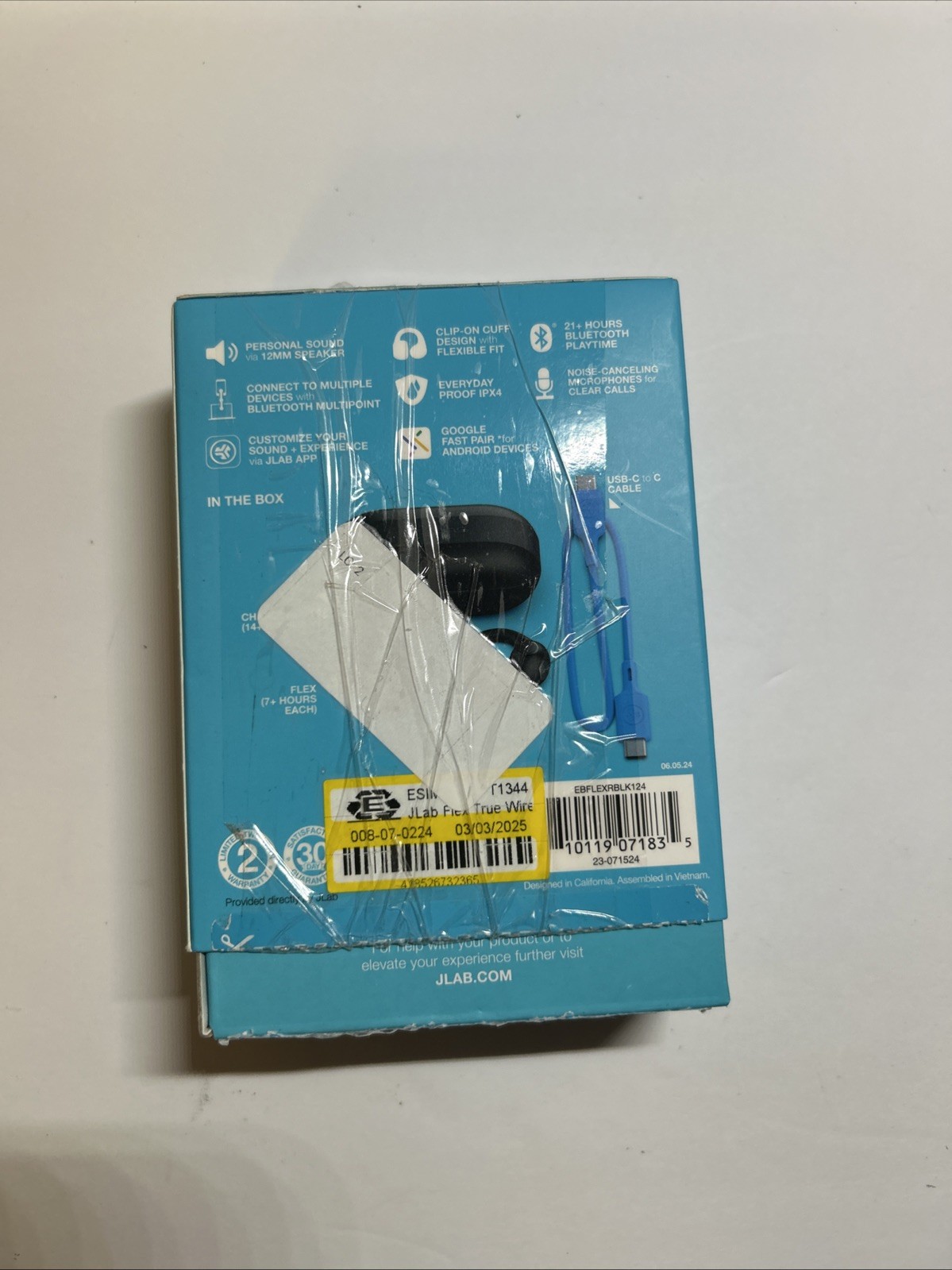 NIB JLABS Flex True Wireless Bluetooth Open-Ear Earbuds - Black, Open Box 