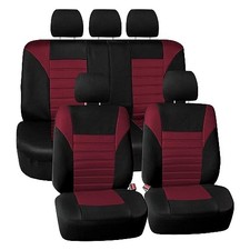 Car Seat Covers 3D Air Mesh - Universal Fit, Automotive Seat Burgundy Full Set