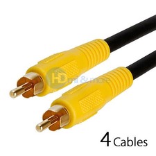 4x 6 FT Premium RCA Digital Coax Coaxial Audio Video Cable Subwoofer Cord 6 FT