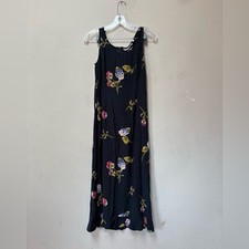 VINTAGE 90s Carol Anderson Floral Sleeveless Midi Dress Size Medium