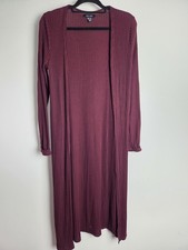 New Look Long Ribbed Thin Knit Burgundy Cardigan UK Size 10