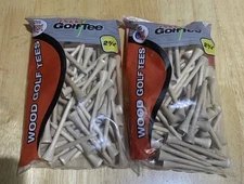 Lot of 2 - New Pride Natural Wooden Golf Tees 90 Count-2 3/4”