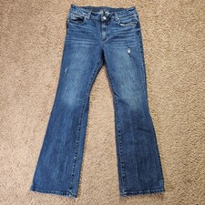 KUT from the Kloth Jeans Womens 12 Blue Nicole Bootcut Denim Stretch Distressed