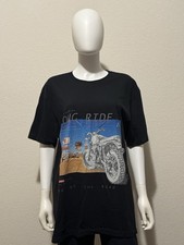 Men's Black Motorcycle Graphic Cotton Crew Neck Short Sleeve T-Shirt