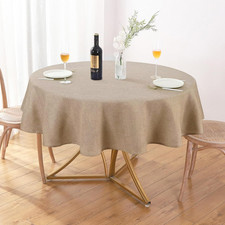 Textured Linen 60 Inch round Tablecloth up to 48" Tables, Waterproof Spill-Proof