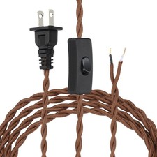 6Ft 18/2 Twisted Cloth Lamp Cord with Button ...