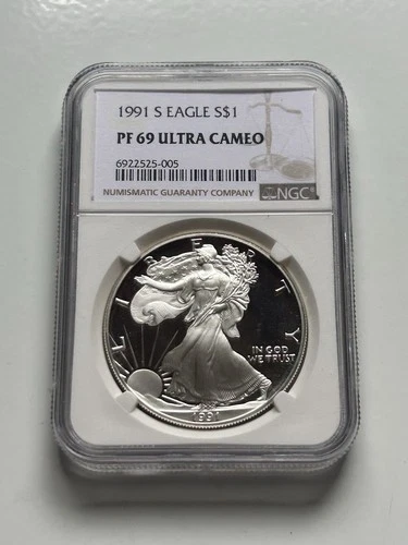 1991 S American Silver Eagle NGC PF69 Ultra Cameo