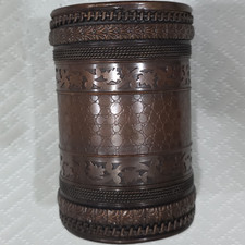 Wide Brown Copper-Tone Metal Cuff Bracelet, Etched Cutout Design