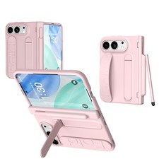 For iPhone Duo Wristband Stand Film S Pen Slot Hinge Protective Phone Case Cover