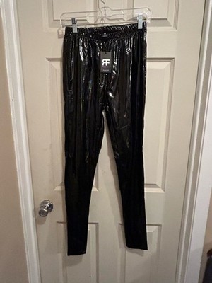 RedFox Shiny Black Vinyl-Look Leggings  - size medium