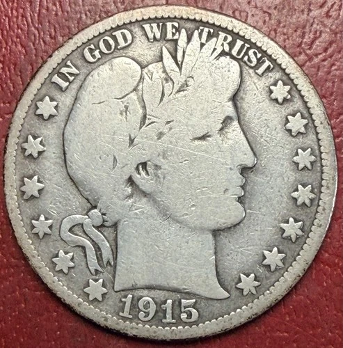 1915-S Barber Half Dollar. Free Shipping