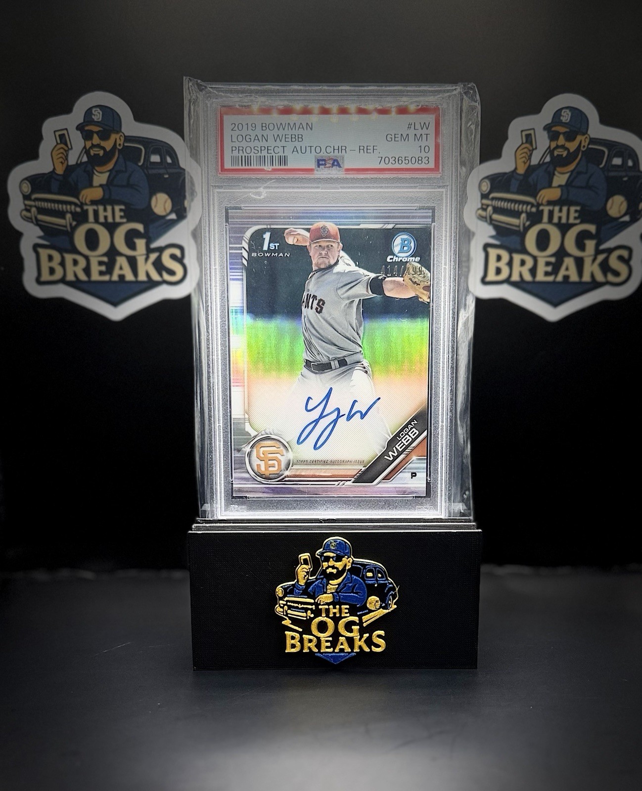 2019 Bowman Chrome 1st Bowman Logan Webb Auto Refractor /499 PSA 10 GEM MT