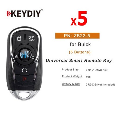 5 x KEYDIY KD ZB22-5 for Buick Type Universal Smart Remote Key