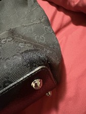 GUCCI Black GG Monogram Canvas Tote Bag with Double Handles  Silver Hardware