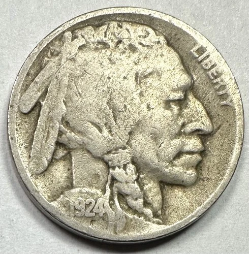 1924-D BUFFALO NICKEL. NICE FINE EARLY SCARCE DATE CIRCULATED COIN!