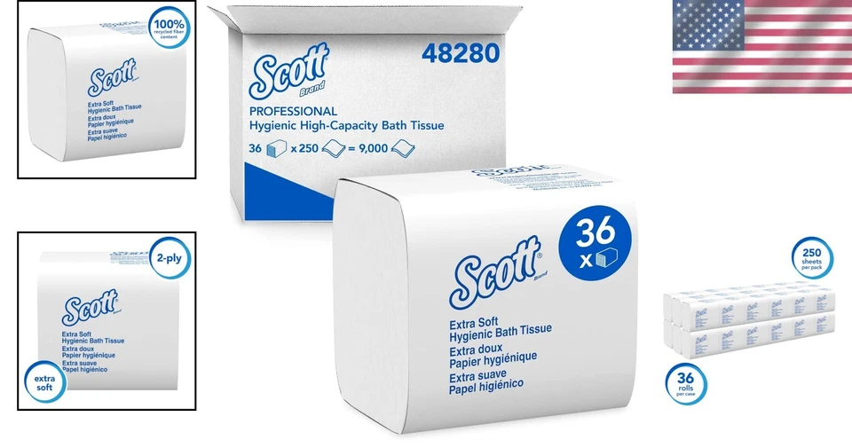 Scott High-Capacity Toilet Tissue, 250 Sheets/Pack, 36 Packs - Image 2 of 4