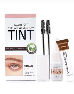 Eyelash & Eyebrow Dye Tint Kit Waterproof Long Lasting Permanent Color. Brown 