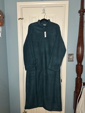 NWT L.L. Bean Robe Zip Front Winter Fleece Green Cozy Women's Large