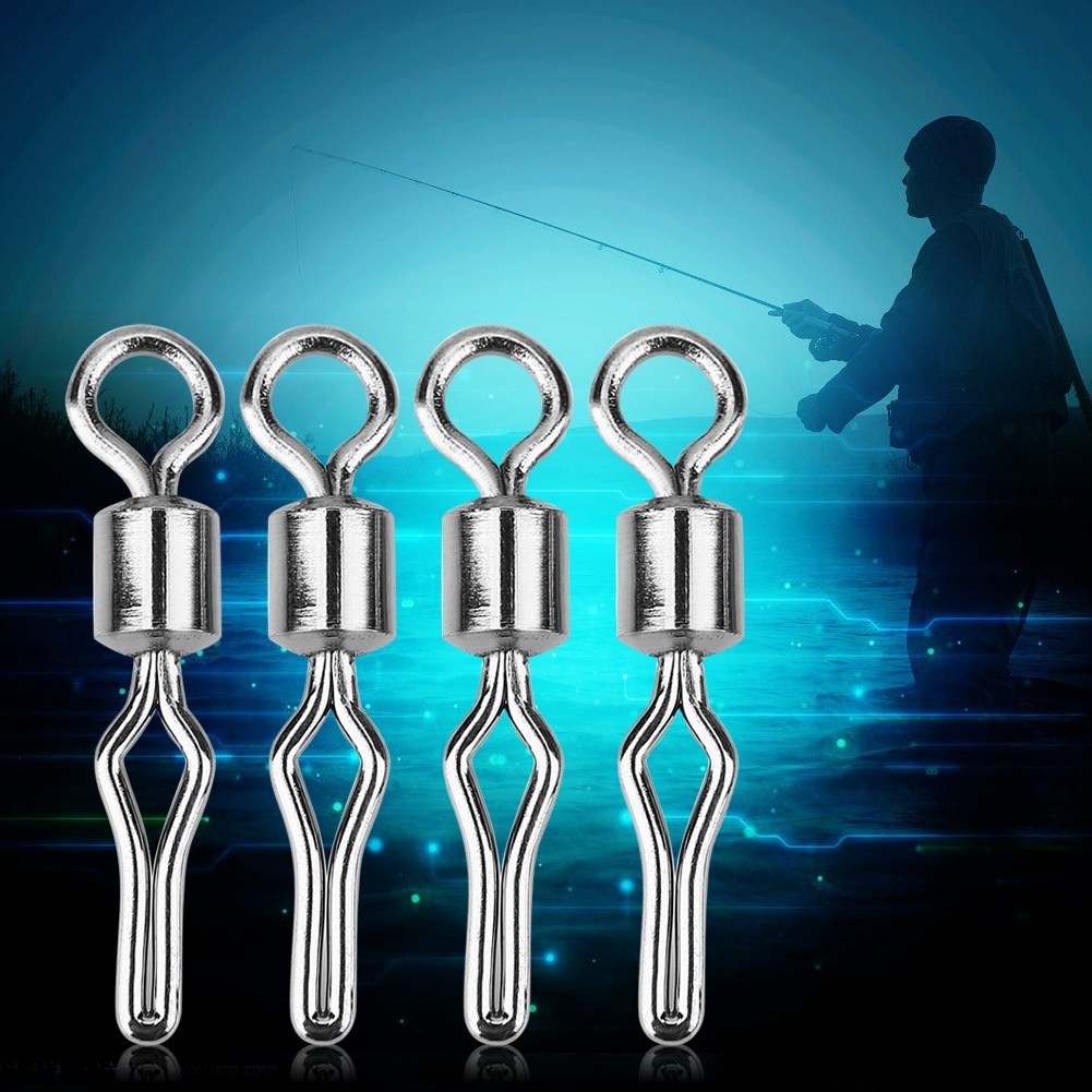100pcs Durable Stainless Steel Rolling Swivels Hook Lure Connectors Fishing Tack