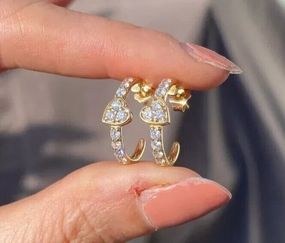 2Ct Round Cut Simulated Diamond Women Beauty Hoop Earring 14K Yellow Gold Plated