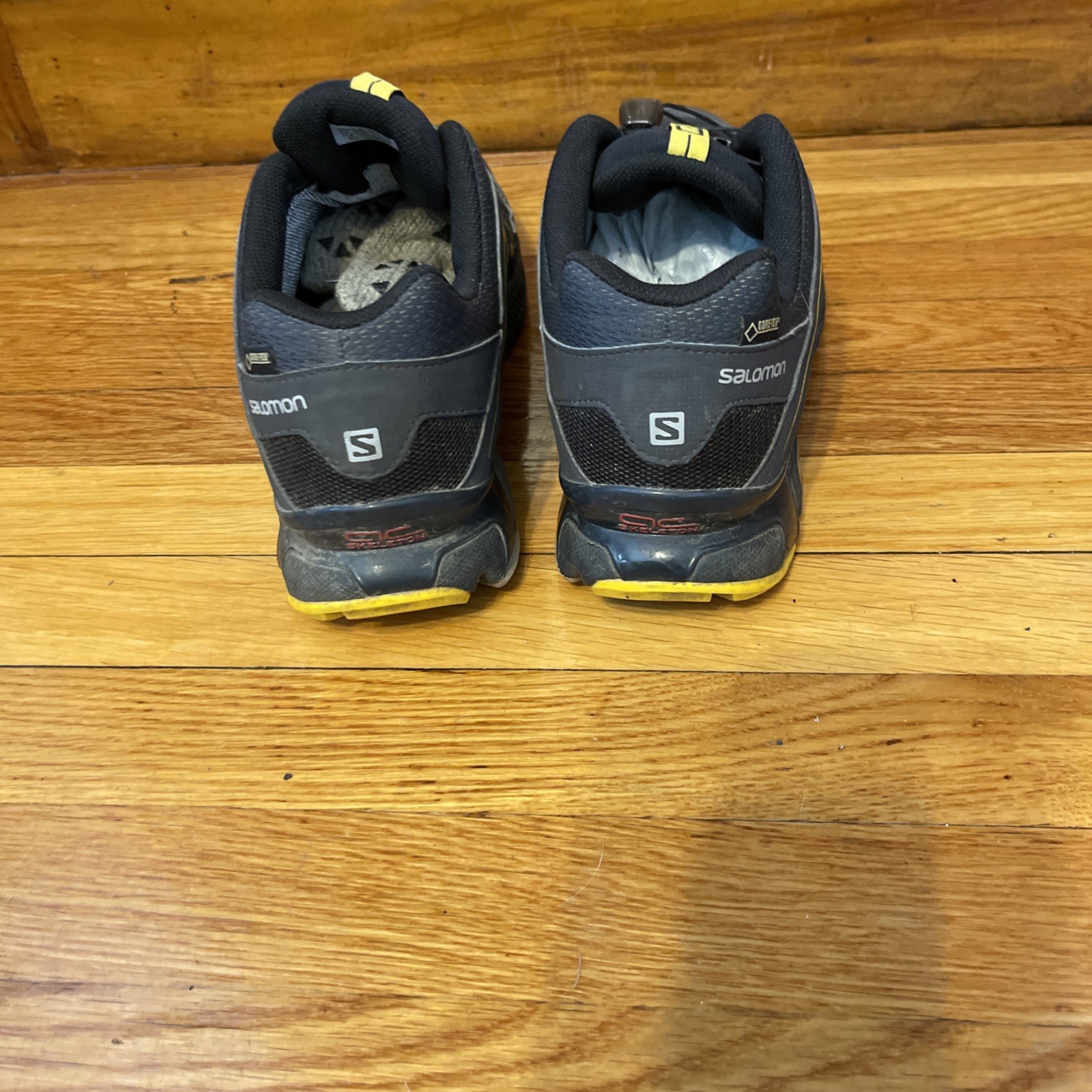 Salomon Gore Tex Sneakers Nero Grigio Giallo Scarpe da Escursionismo Trail Uomo Taglia 12