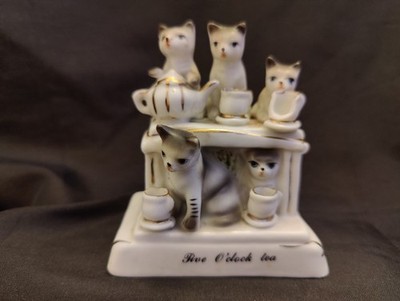 Victorian Fairing Five O'clock Tee 5 Katzen hohle Teetassen 9 cm hoch Ornament 
