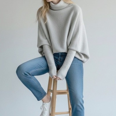 AllSaints Ridley Wool Sweater Gray Cowl Neck Oversized Dolman Cozy Minimalist