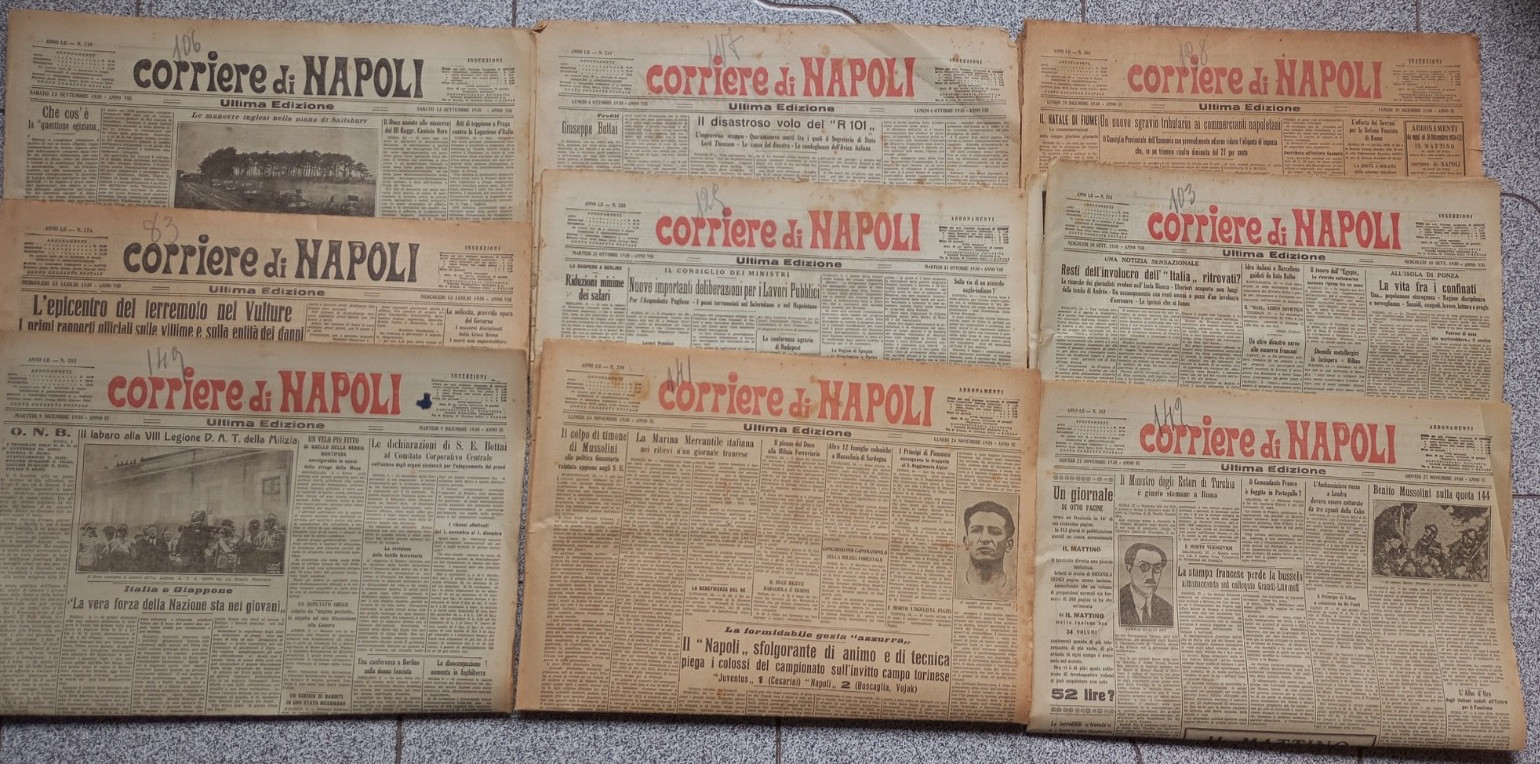 CORRIERE DI NAPOLI 1930, 9 GIORNALI - CALCIO NAPOLI, SAVOIA, VOMERO, BAGNOLESE