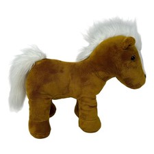 Horse Pony Brown White Mane 10 inch Plush Stuffed Animal Toy Carry Along Travel