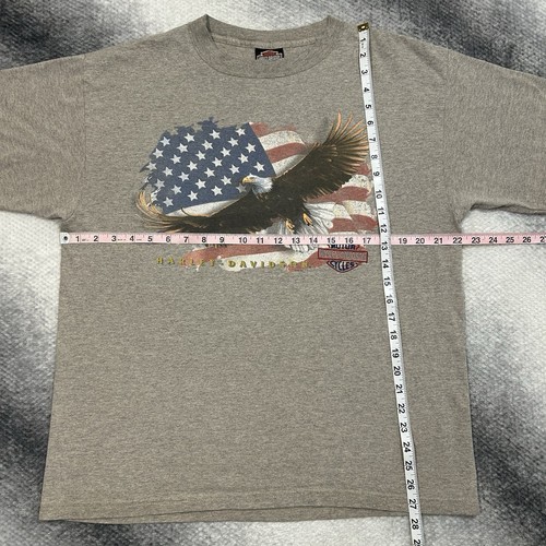 Vintage 2000 Harley Davidson Savannah Georgia USA Flag Eagle Grey Tee Shirt M/L - Picture 9 of 9