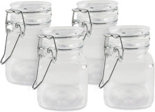 3 1/4" Square Glass 3oz Jar with Hinge Glass Lid for Home Kitchen, Arts Crafts