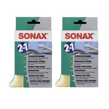 2x SONAX SCHEIBENSCHWAMM SCHEIBEN SCHWAMM 2 IN 1 ANTIBESCHLAG PFLEGE REINIGUNG