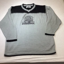 Schott Bros Sweater Men’s Small Blue White Fair Isle Knit Wool Blend Crewneck