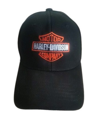 Harley Davidson Baseball Cap Bar & Shield Schwarz Mit Orange Und Weiß Gestickt 