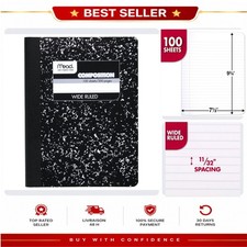 Mead Composition Notebook Wide Ruled 100 Sheets Black Marble Cover