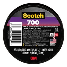 Scotch Vinyl 700 Electrical Tape, Black, 3/4 in x 66 ft - Commercial Grade