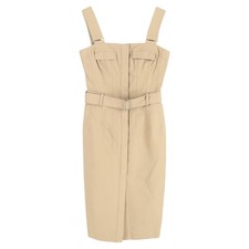 Alexander Mcqueen Midi Dress In Cotton Women Beige Size 40