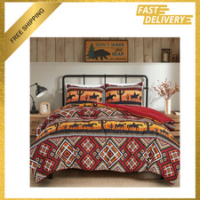 Southwestern Comforter Set Microfiber Twin Bedding Cowboy Sunset Western Style