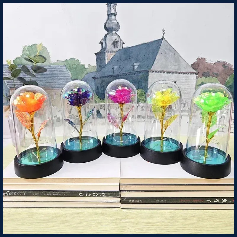 Valentines Day Gift for Girlfriend Eternal Rose LED Light Foil Flower In