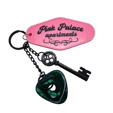 Coraline Inspired Keychain Keys to the Pink Palace Apartments w/ Skelet