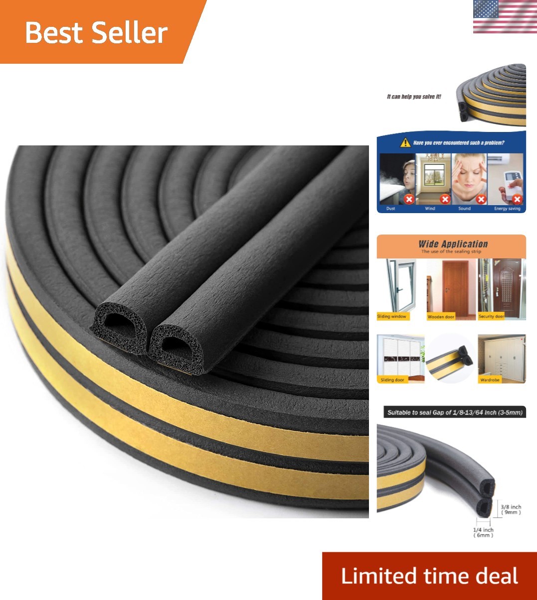Weather Stripping Seal Strip - 16.5 Ft Soundproof Insulation & Rubber Protection