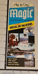 1969/70  MAGIC MT. SKI AREA  BROCHURE W/ TRAIL MAP INSIDE. MINT SEE DESCRIPTION