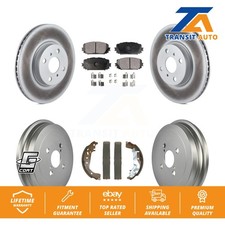 Coated Disc Brake Rotor Semi-Metallic Pad & Drum Front Rear Kit For Toyota Yaris