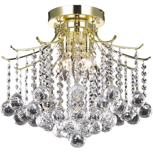 Crystal Balls Flush Mount Ceiling Light Gold Bathroom or Dining Room Lighting - Picture 1 of 2
