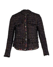 Msgm Tweed Embellished Jacket In Black Wool Intm