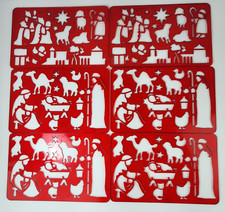 6 Hard Plastic Christmas Nativity Stencils Kid Craft Draw Sunday School 2 Design