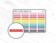 1717-7~~Water Bill Due Boxes Planner Stickers.