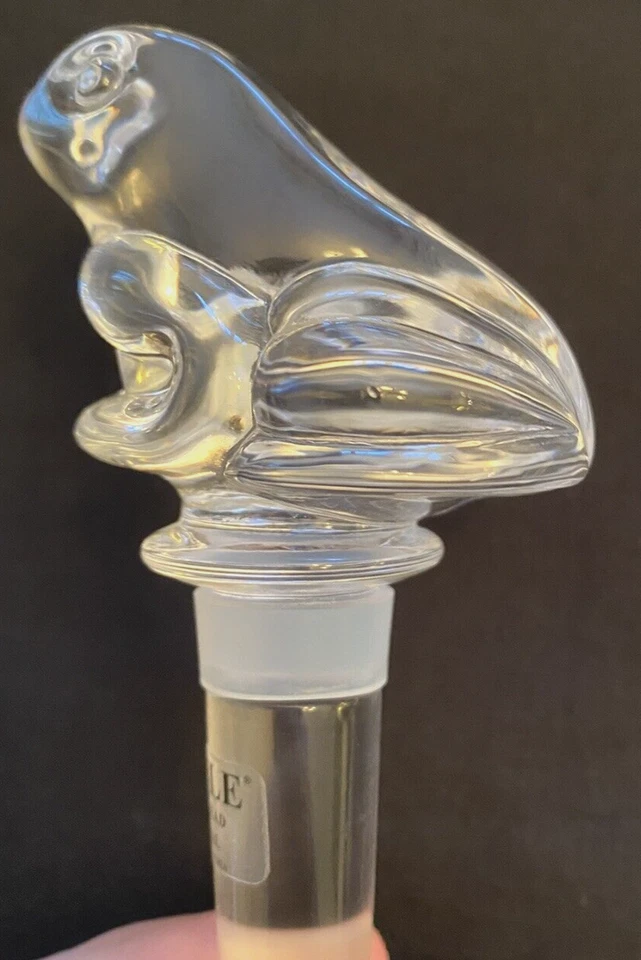 Tapón de vino botella de cristal de plomo Towle Frog hecho en Austria, 4 1/2" de largo Foto 4 de 4