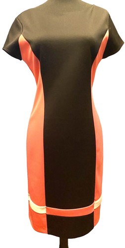 new york and company linen dress Striped Piping Scallop Hem &Bow Linen Midi Dress - LARGE / RED