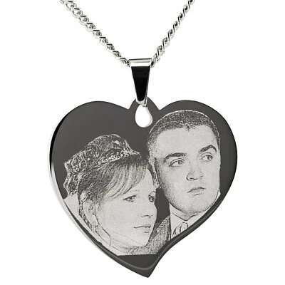 Herzanhänger Gravur personalisiertes Geschenk Fotogravur Edelstahlkette Schmuck